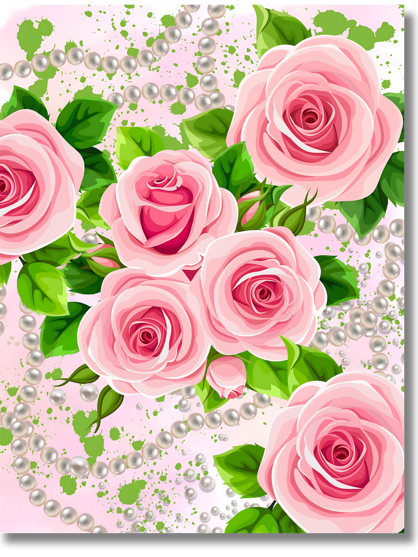 Petals and Pearls Pink and Green Journal – Elegant Rose Notebook with Gold Corners, Gem Pen & Gift Wrap, 6x9 Lined Pages
