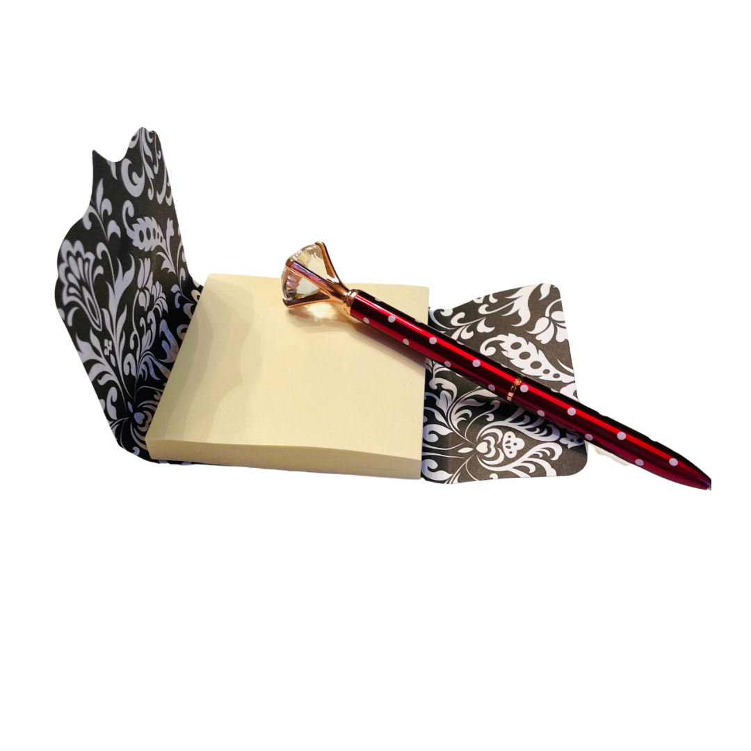 Houndstooth Sticky Notepad and Crimson Pen