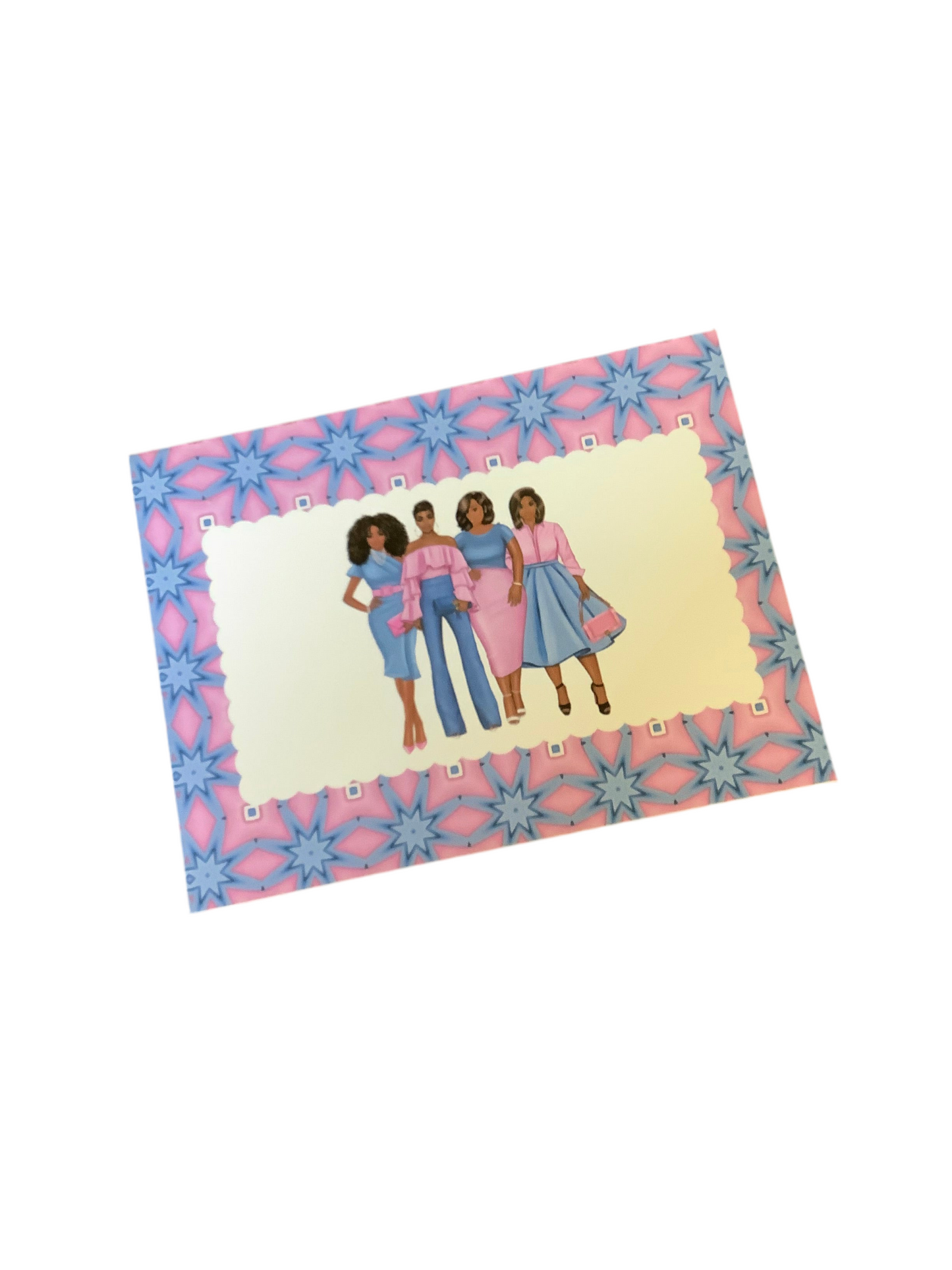 Set of 6 Friendship Notecards for Moms - Pink & Blue Greeting Cards with Envelopes
