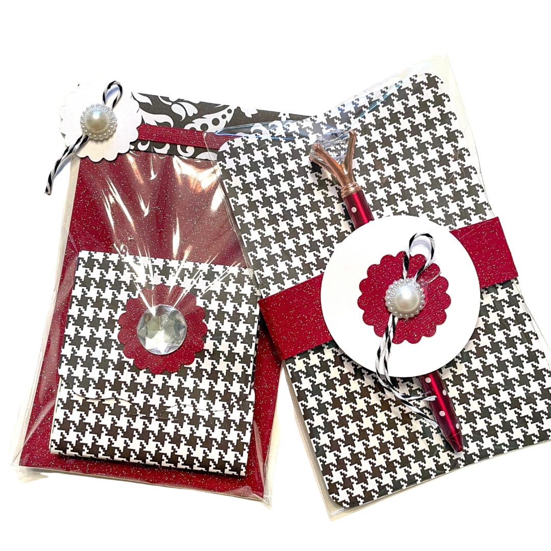 Houndstooth Sticky Notepad and Crimson Pen