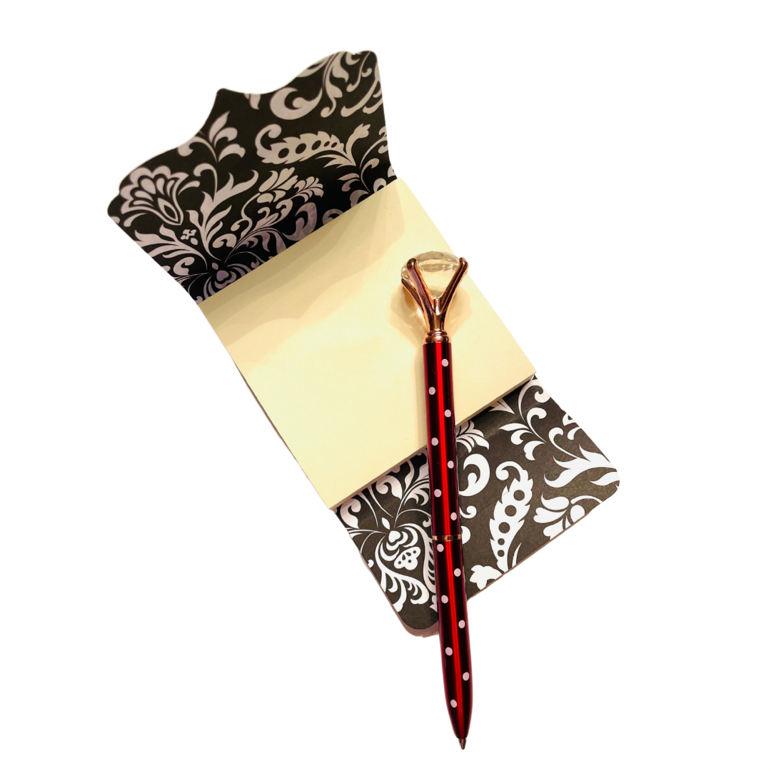 Houndstooth Sticky Notepad and Crimson Pen