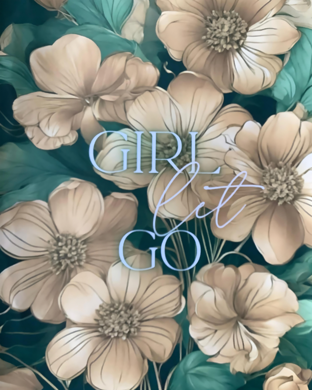 Girl Let Go Luxury Notebook – Teal and Gold Floral Journal with Gold Coil, Gem Pen & Gift Wrap, 6x9 Lined Pages for Women