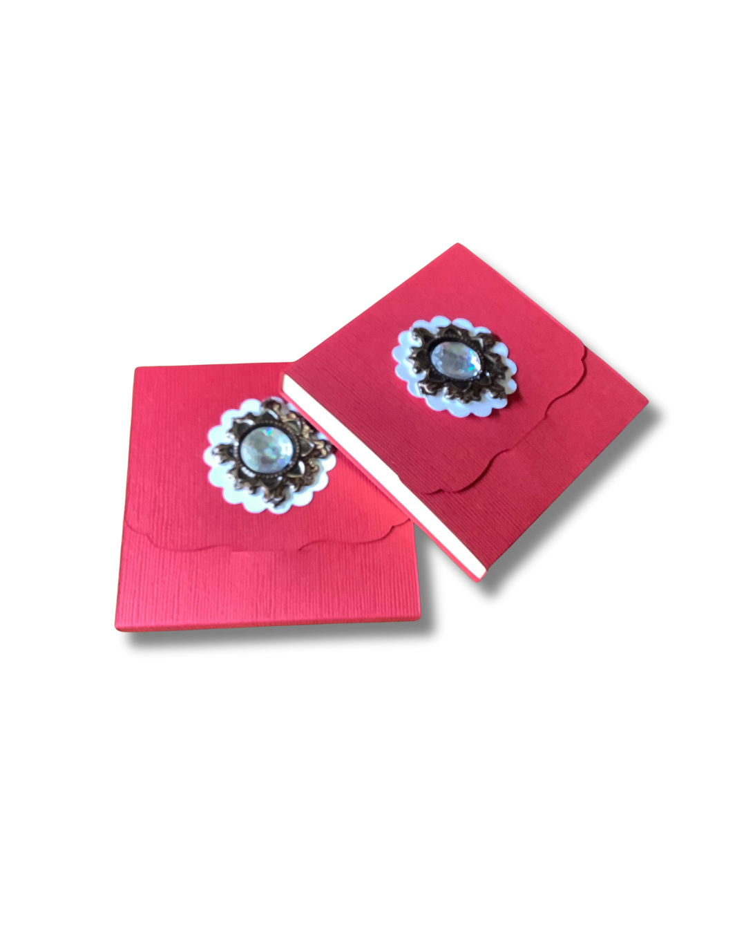 Red Luxury Sticky Note Cover Set of 2 – Refillable 3x3 Sticky Note Holders, Gift-Ready Stationery