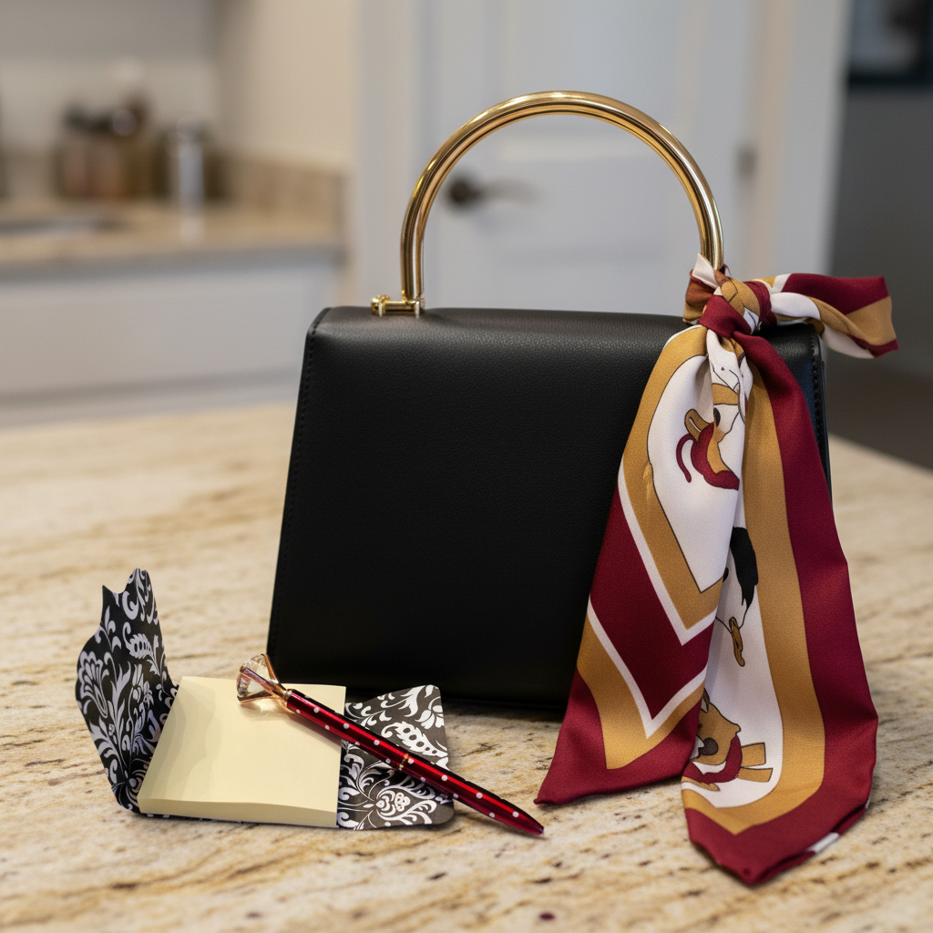 Houndstooth Sticky Notepad and Crimson Pen