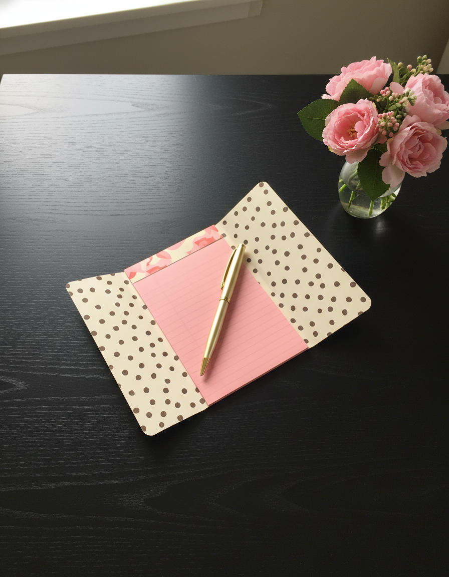 Pink Floral Notepad Wallet