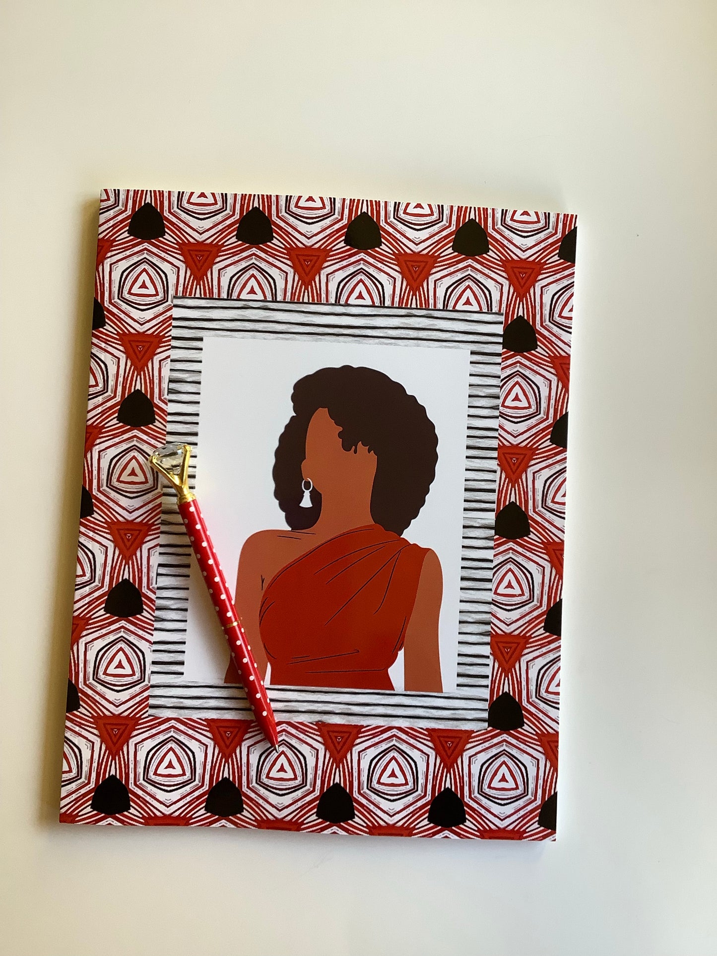 Red and White Abstract Notebook