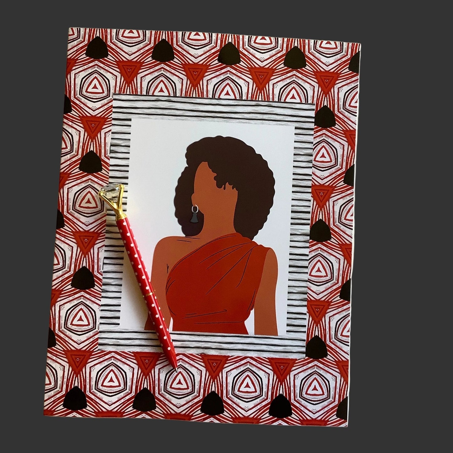 Red and White Abstract Notebook