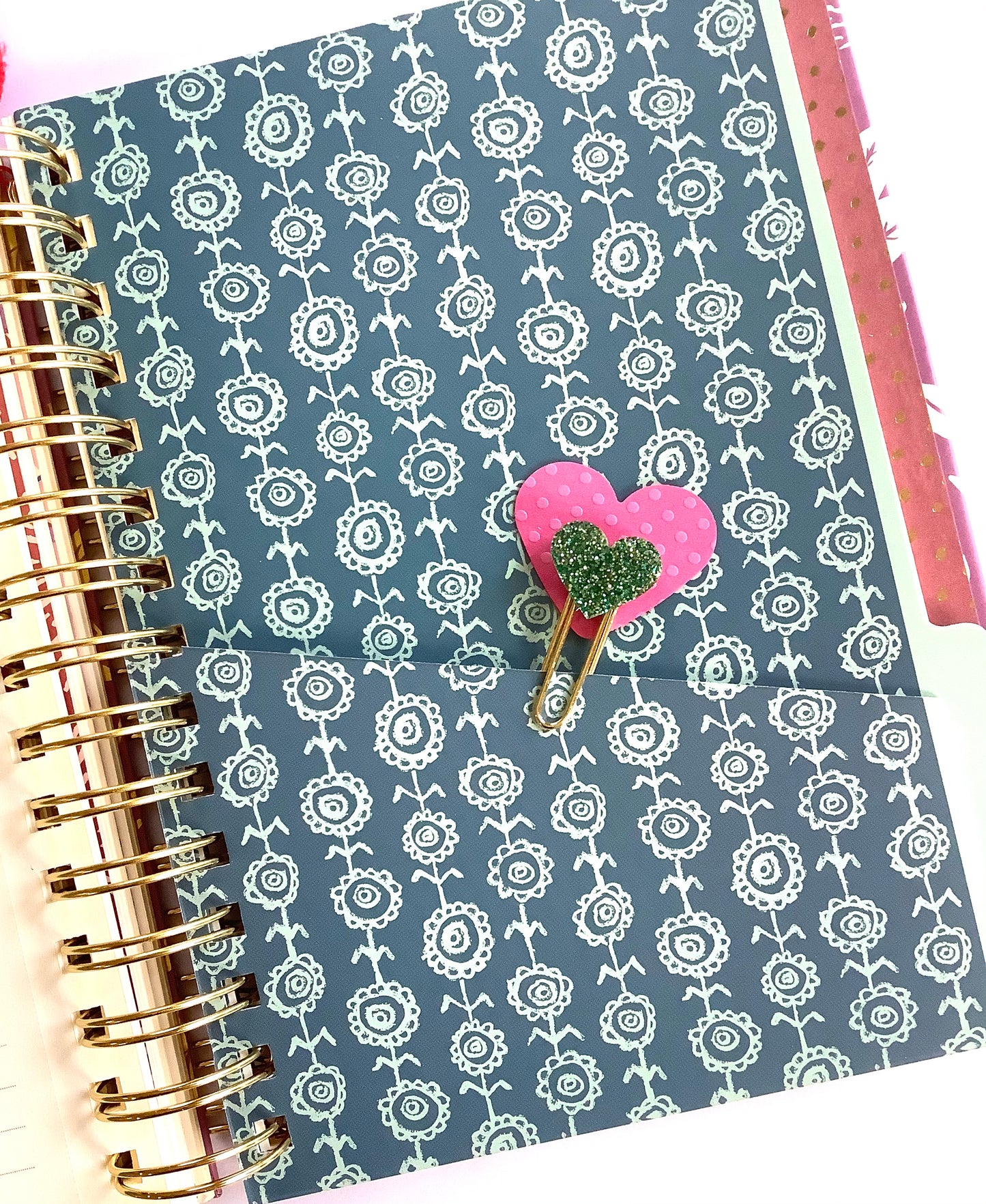 Pink and Green Heart Paper Clips - Set of 4