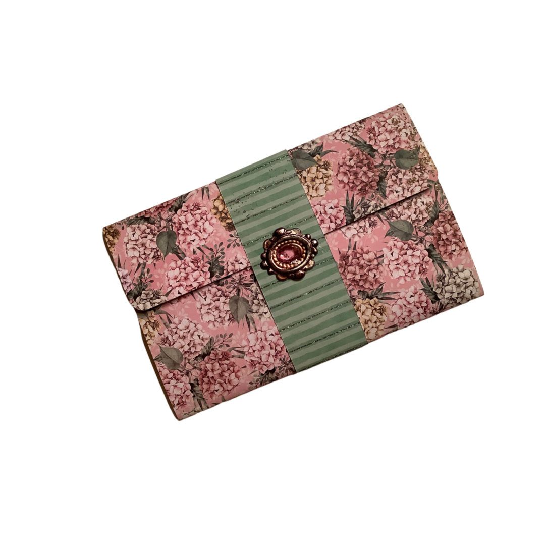 Pink and Green Floral Notepad Wallet