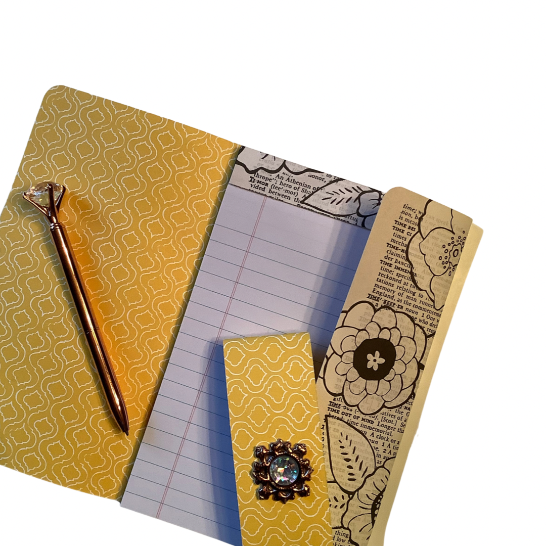 Yellow Jewelz Notepad Wallet