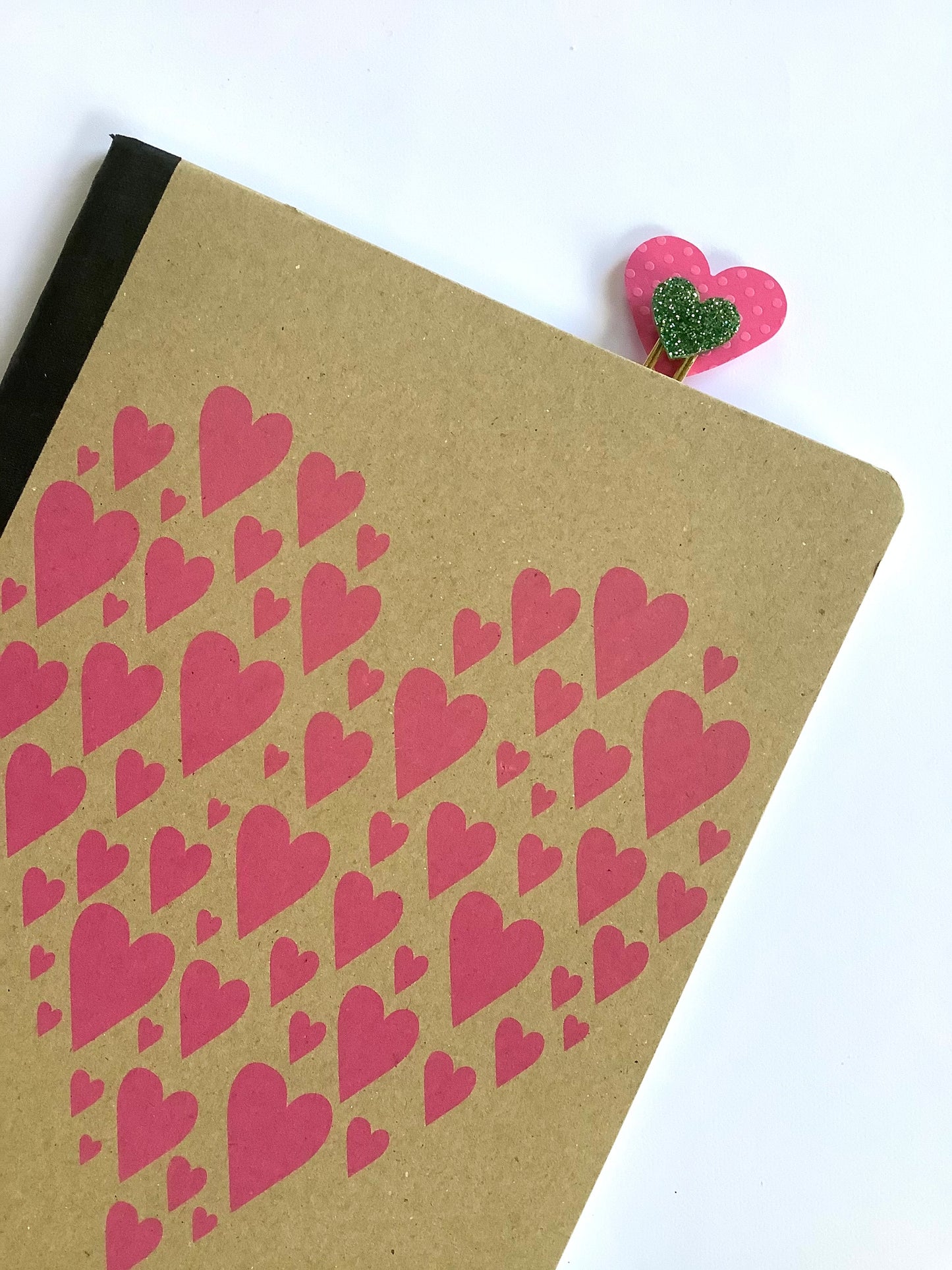 Pink and Green Heart Paper Clips - Set of 4