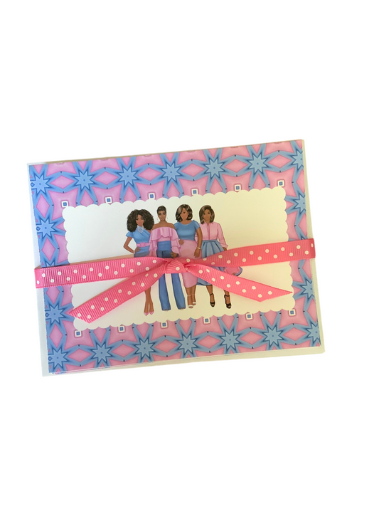 Set of 6 Friendship Notecards for Moms - Pink & Blue Greeting Cards with Envelopes