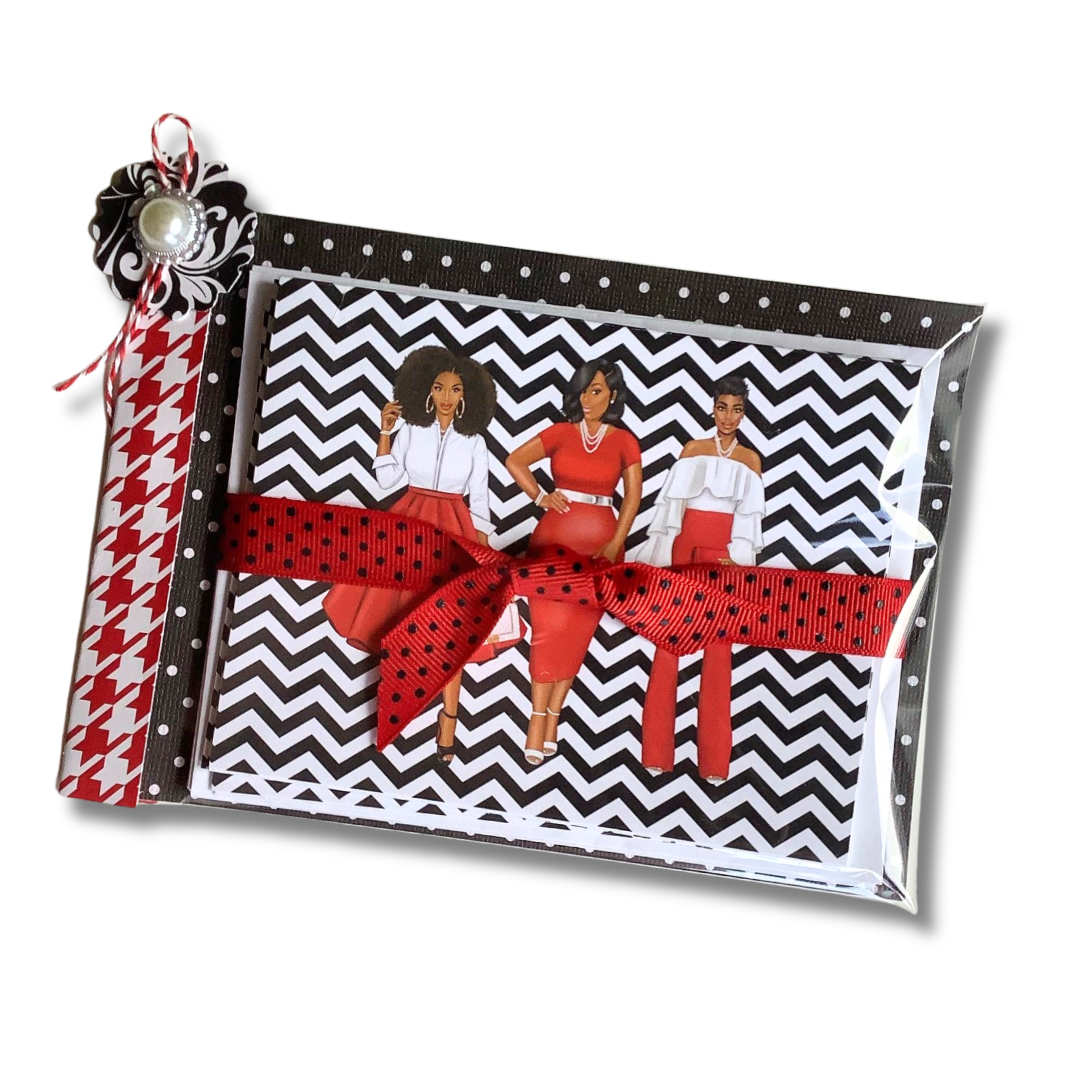Red and White Note Card Set - Elegant All Occasion Greeting Cards, Set of 6