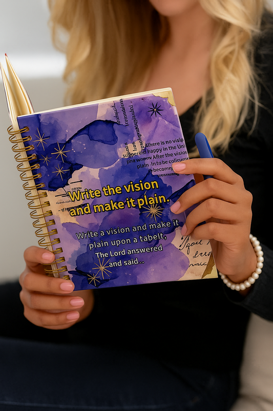 Write the Vision Luxury Notebook – Purple and Gold Scripture Journal with Gold Coil, Gem Pen & Gift Wrap, 6x9 Lined Pages for Women