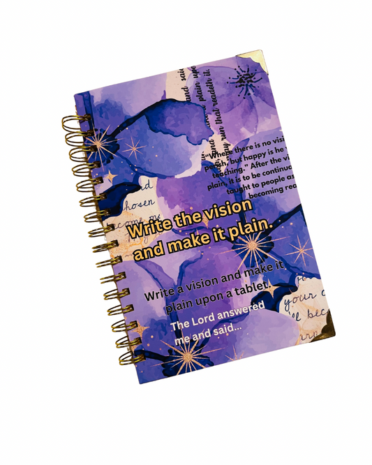 Write the Vision Luxury Notebook – Purple and Gold Scripture Journal with Gold Coil, Gem Pen & Gift Wrap, 6x9 Lined Pages for Women