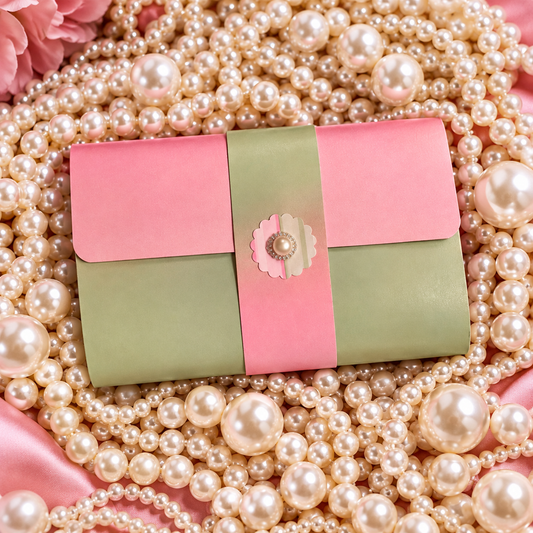 Pearl-Kissed Pink & Green Notepad Wallet