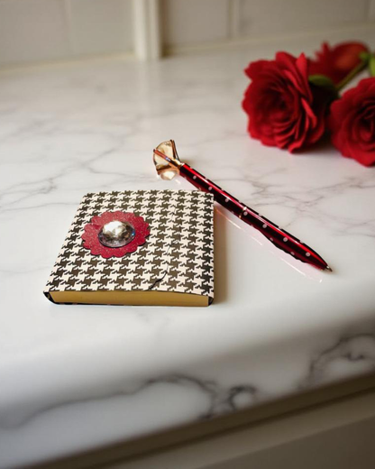 Houndstooth Sticky Notepad and Crimson Pen