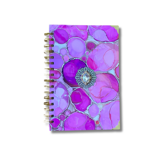 Royal Radiance Notebook – Luxury Pink Gemstone Notebook with Gold Detailing