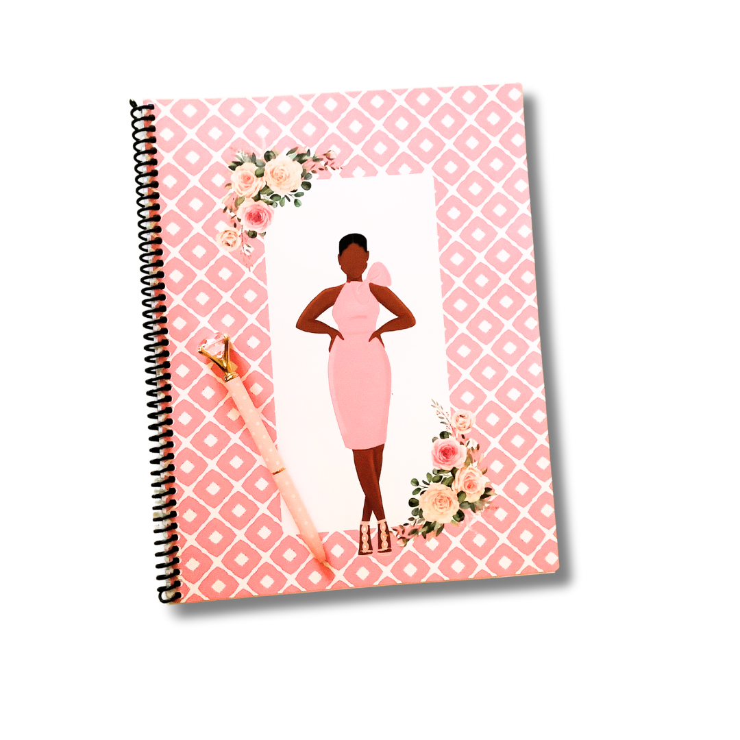 Pretty in Pink Notebook & Pen Set – Glam Journal with Stylish Woman Cover