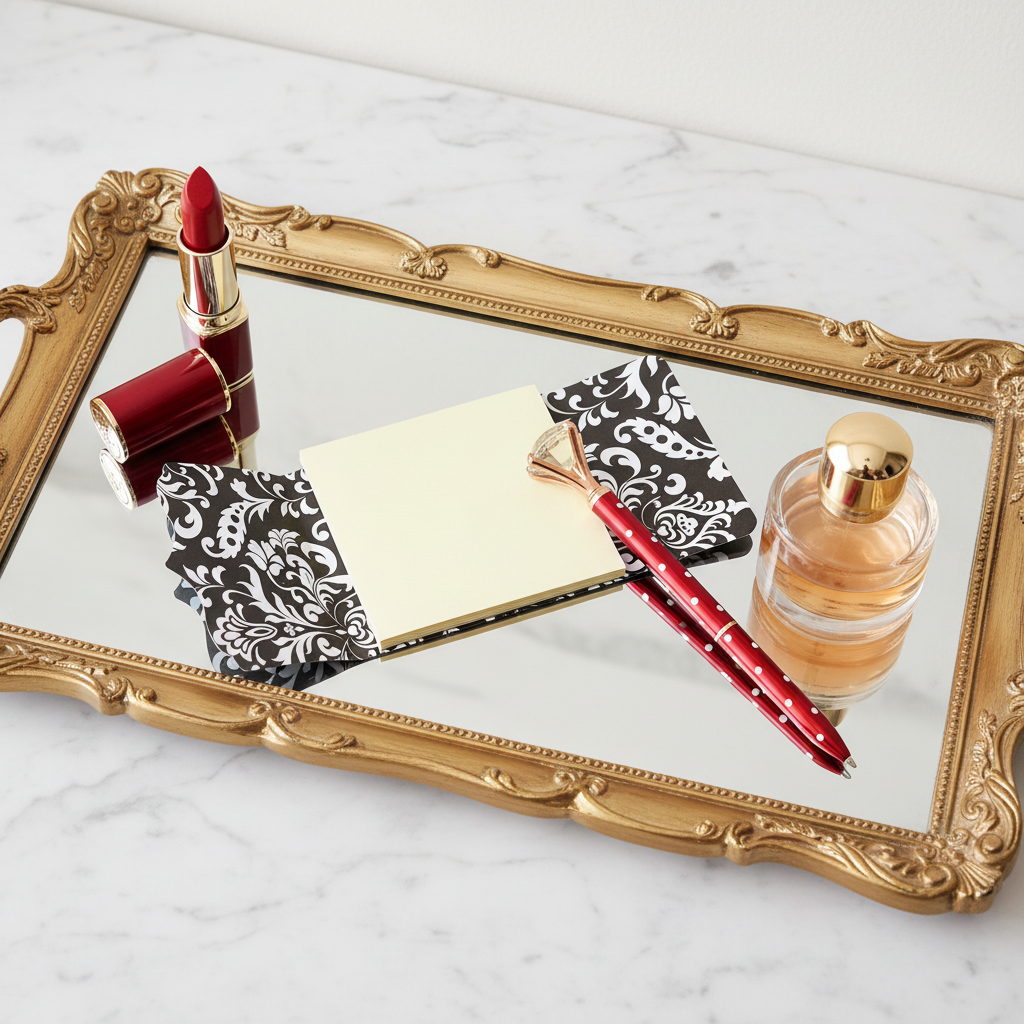 Houndstooth Sticky Notepad and Crimson Pen