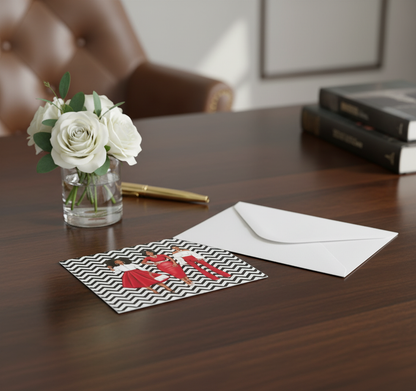 Red and White Note Cards - Set of 6