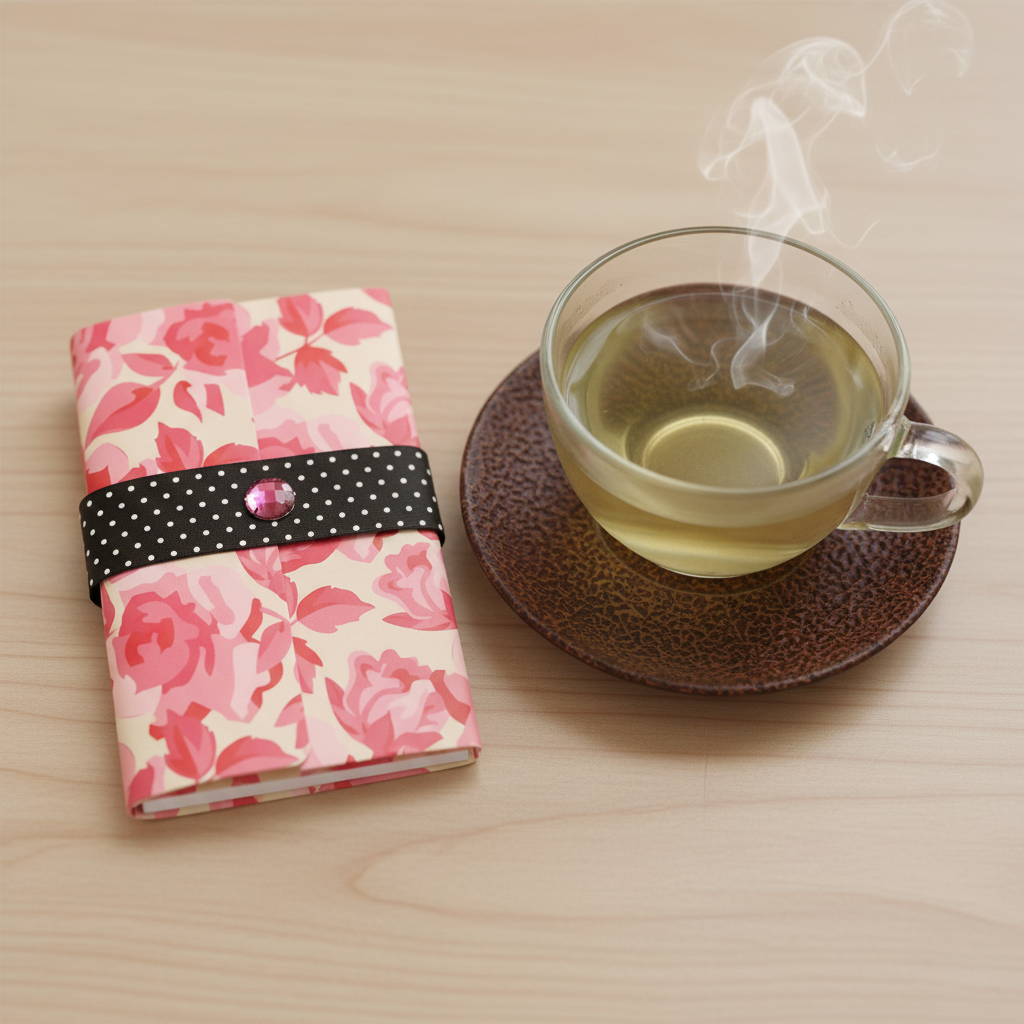 Pink Floral Notepad Wallet Tight Close-up