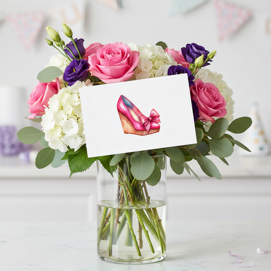 Pink Shoe Notecard in Vase