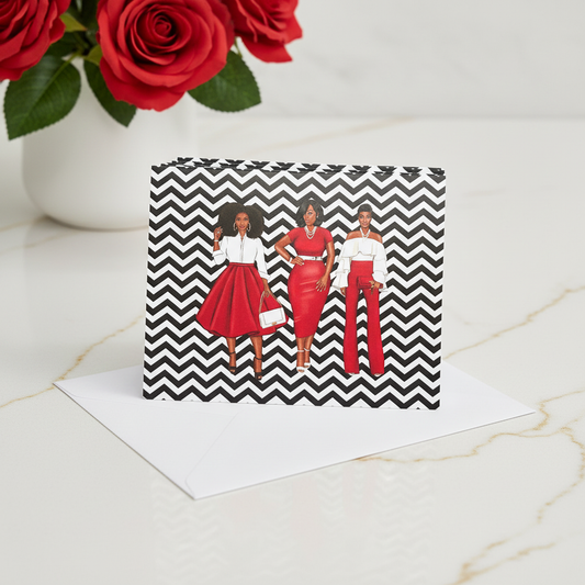 Red and White Notecards with Correct Envelope