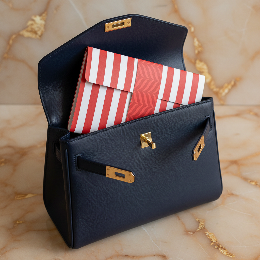 Red and White Notepad Wallet in Designer Bag