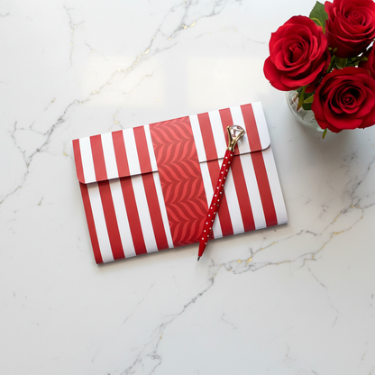 Red and White Notepad Wallet Lifestyle Image