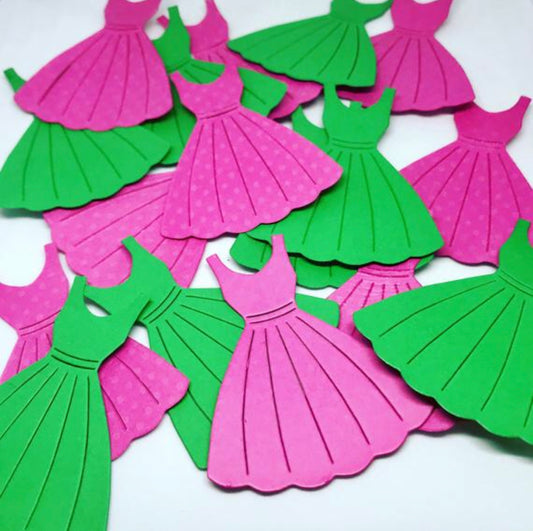 Pink & Green Dress Confetti - Sorority, Bridal Shower & Party Table Decorations (24 Pieces)