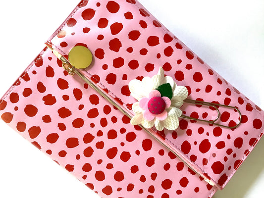 White Floral Planner Clip