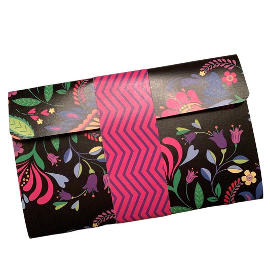 Bold and Beautiful Notepad Wallet - 5x7 Floral Lined Notepad with Ribbon Wrap