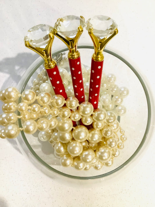 Red and White Gem Pen