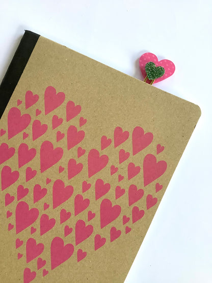 Pink and Green Heart Paper Clips - Set of 4